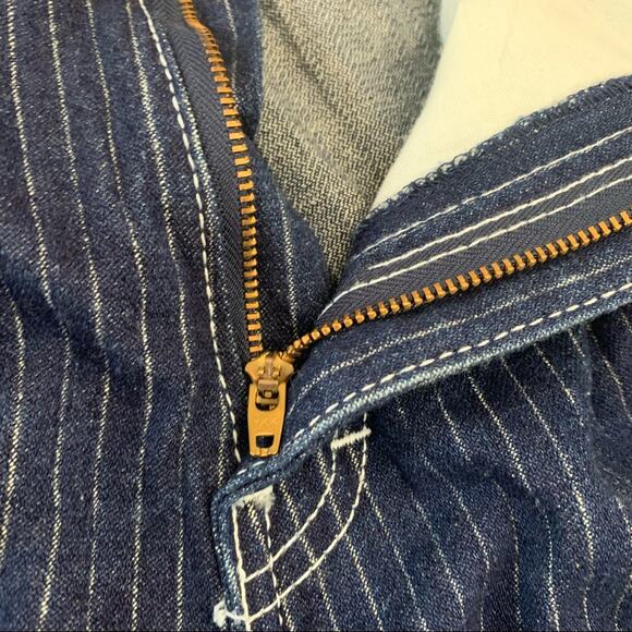 Vintage Pinstripe Jeans Size 9/10 Roberto Orsini Pleated High Waist D Ring Belt - Picture 13 of 13